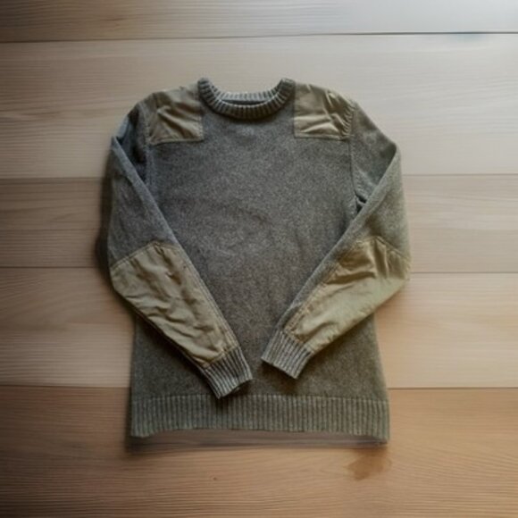 Duluth Trading Med Gray Sweater Mens Pullover Crewneck Knit Shoulder Elbow Pad - Picture 2 of 8